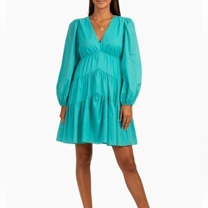 Trina Turk Make Merry Cotton Minidress Empire Waist Balloon Sleeves / medium